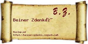 Beiner Zdenkó névjegykártya